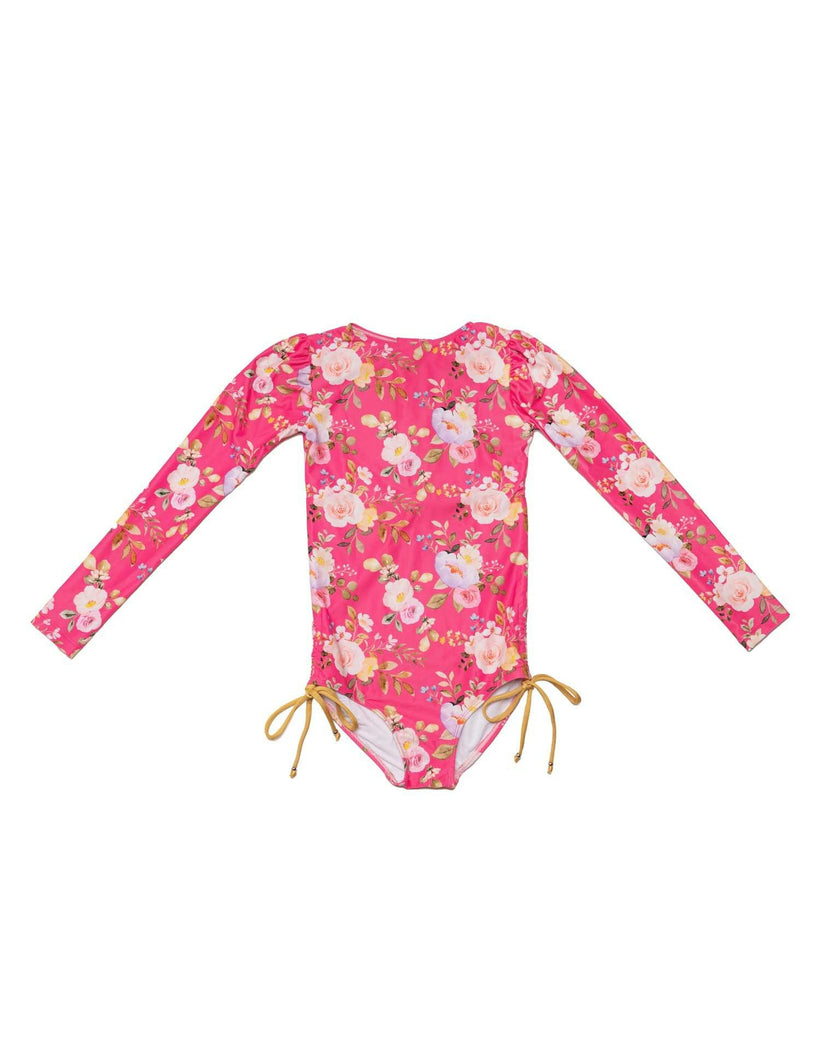 Long Sleeve One Piece Swimsuit with Side Ties
