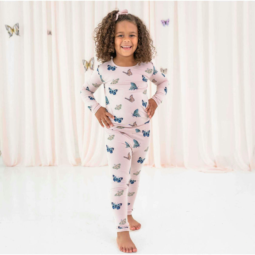 Long Sleeve Toddler Pajama in Blush Butterfly