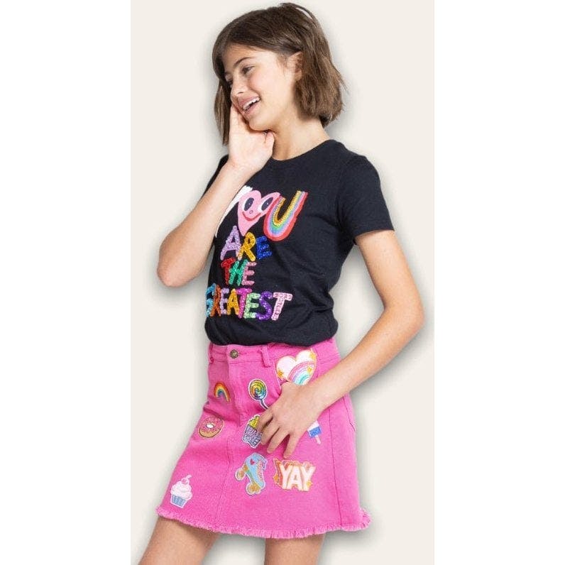 All About Patch Hot Pink Denim Skirt