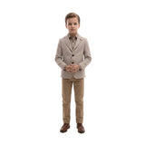 Beige Tweed Peak Lapel Blazer