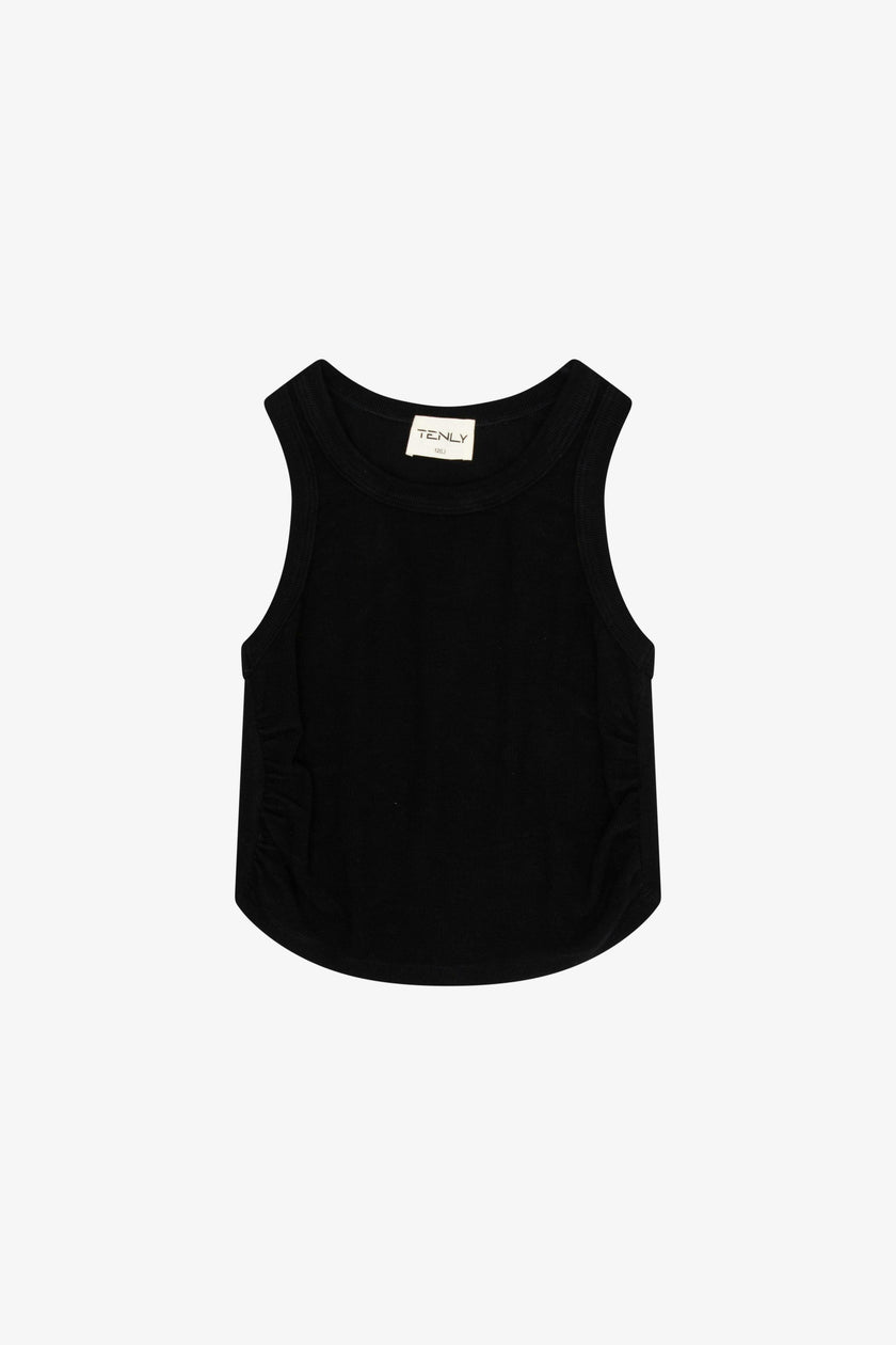 Rayon Rib Shirred Sleeveless Tank