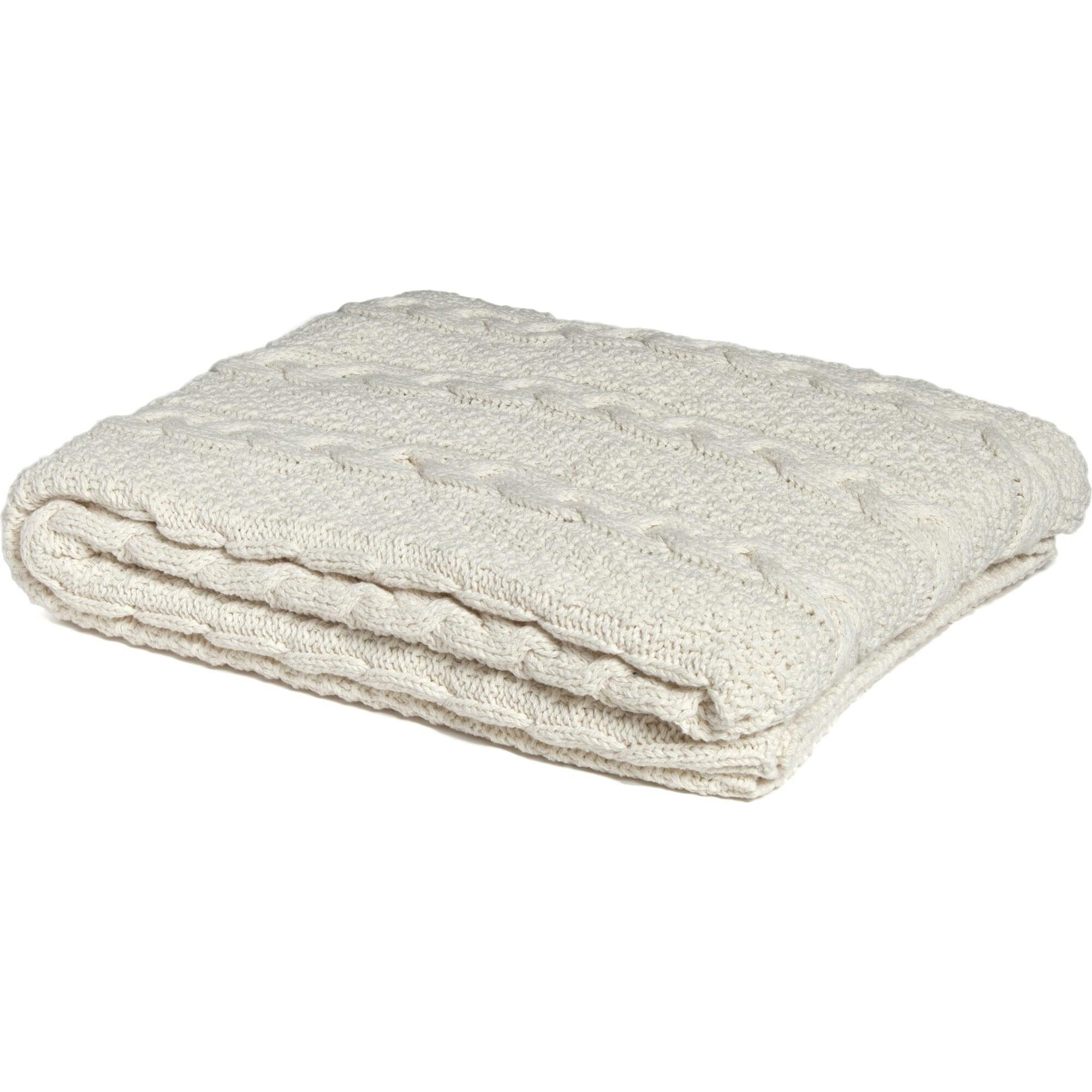 Textured Sustainable Knit Throw Blanket - Chunky Cable