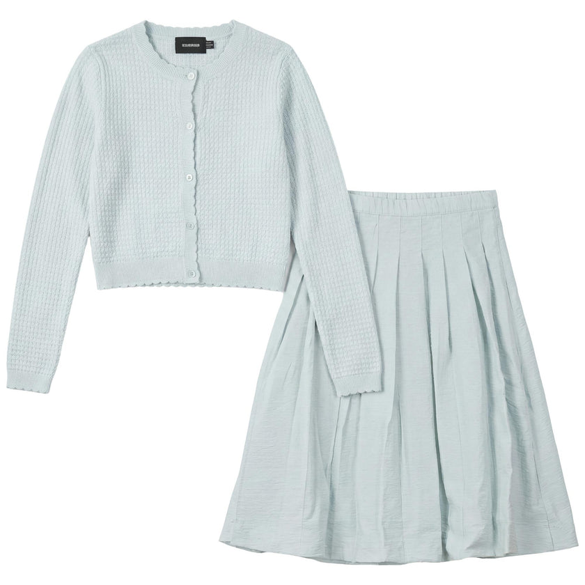 Pattern Knit Cardigan Skirt Set