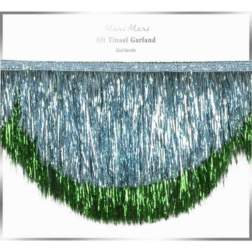 Blue Tinsel Scallop Garland