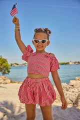 Plaid Bow Bubble Skort Set