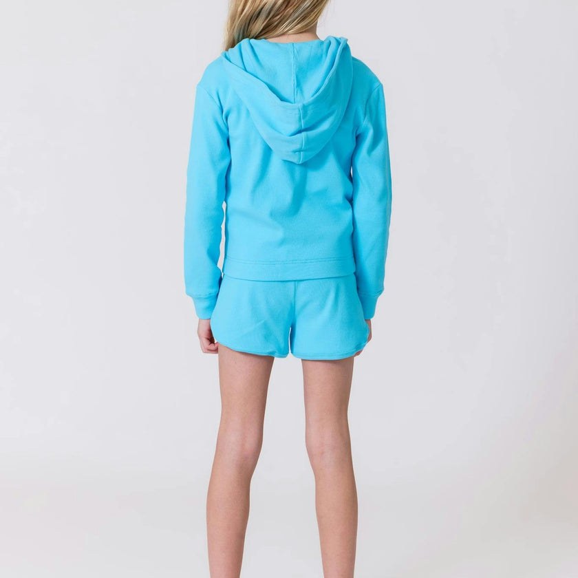 Girls Rib Hoodie in Cloud Blue