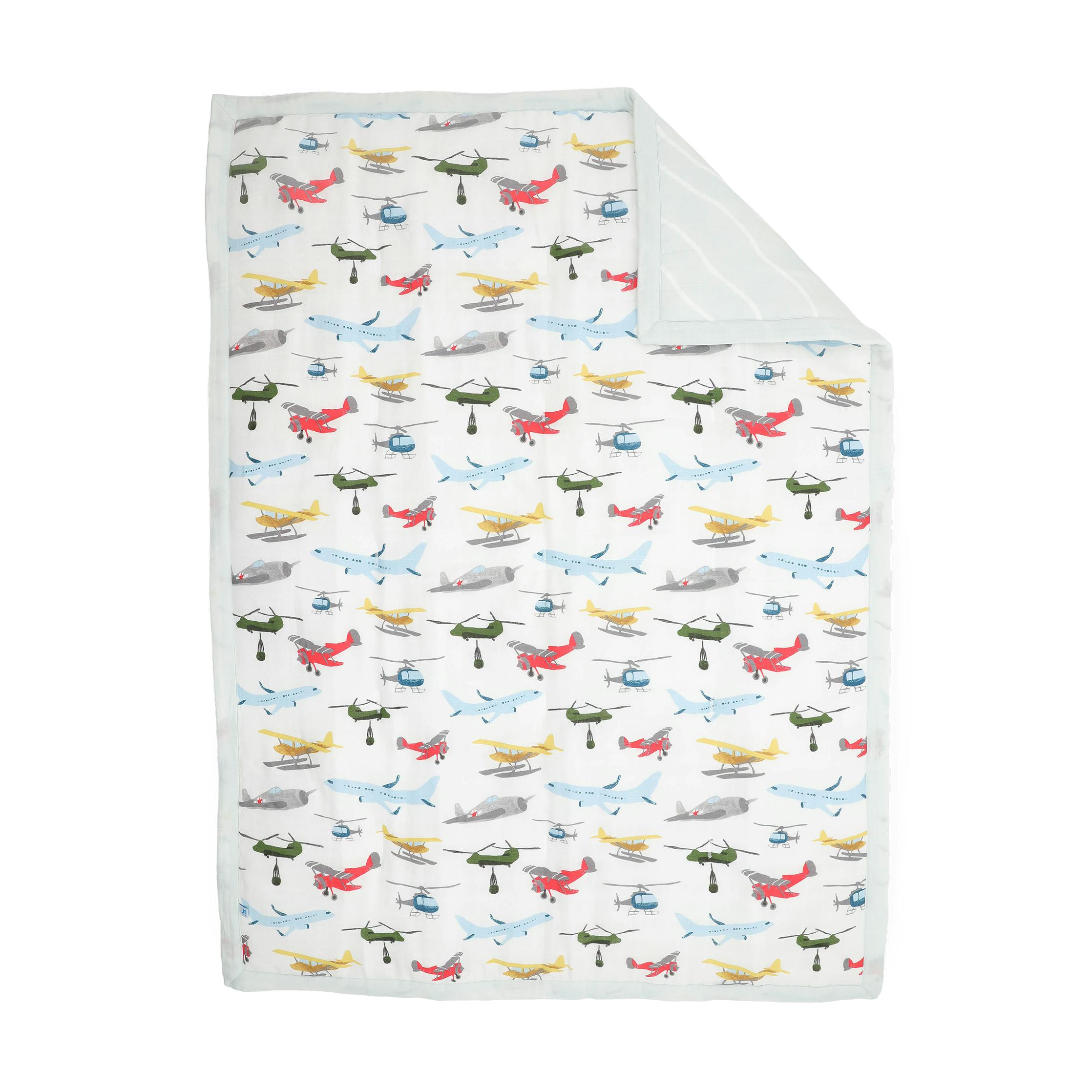 Cotton Muslin Toddler Bedding 3 Piece Set - Air Show