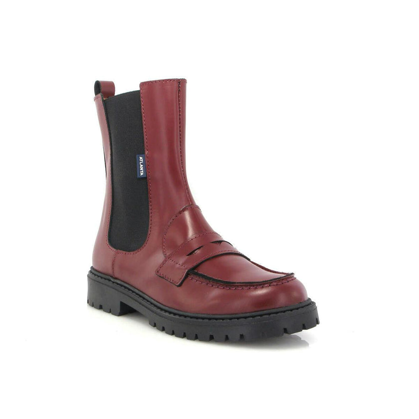 Nyra Soft Shine Penny Boots, Burgundy
