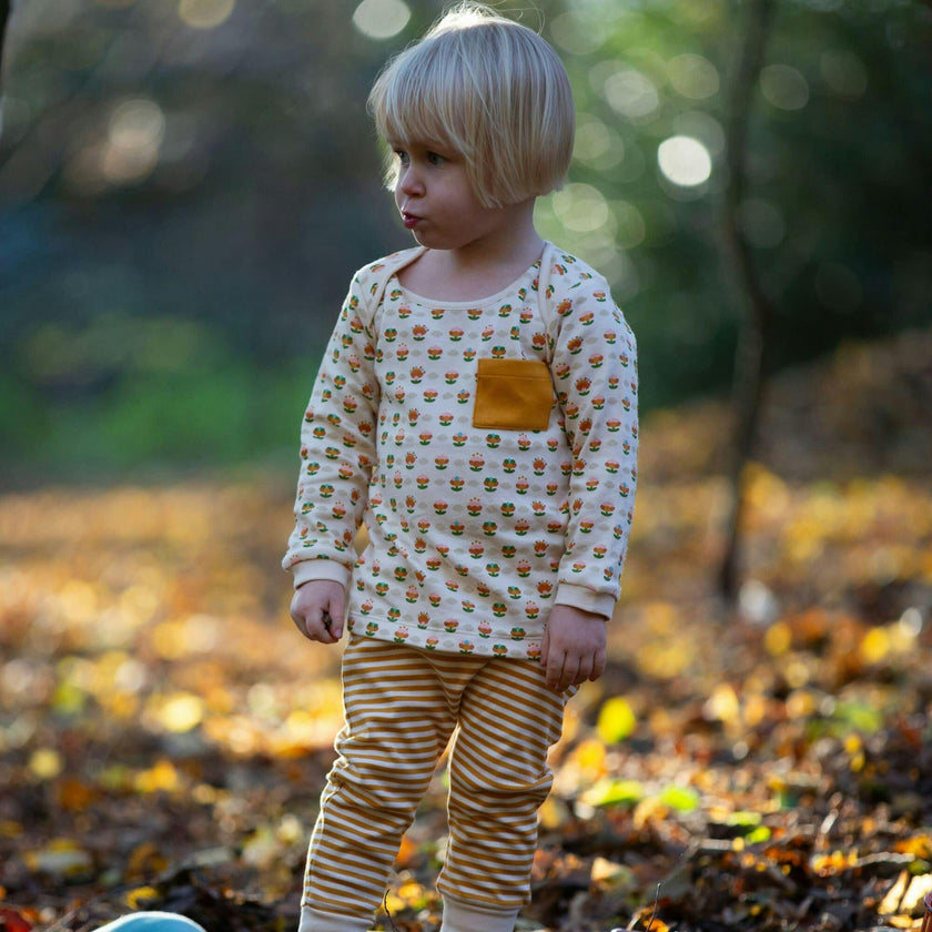 Organic Envelope Neck Long Sleeve T-Shirt And Jogger Playset, Cream