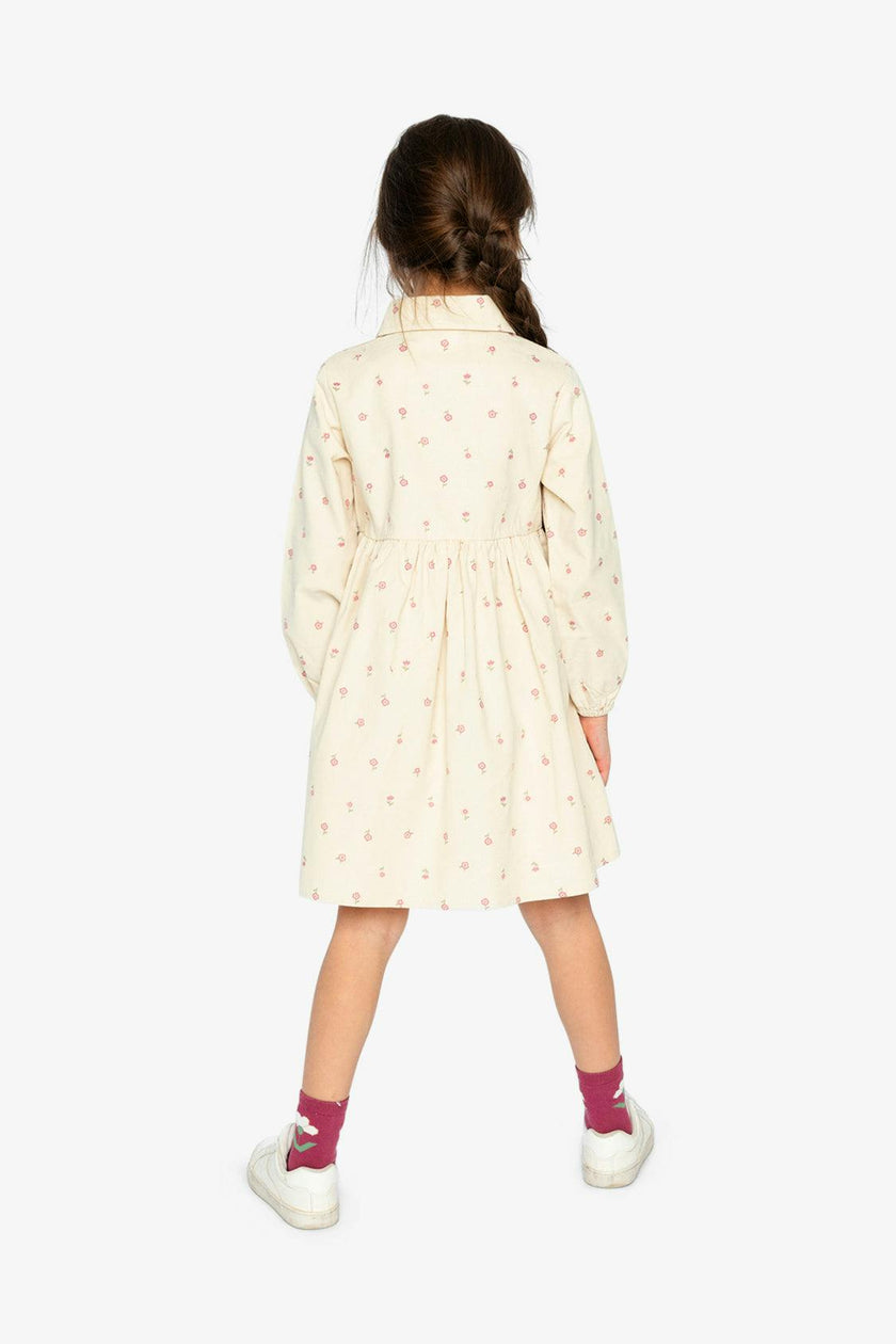 Corduroy Shirt Dress Beige Floral Print