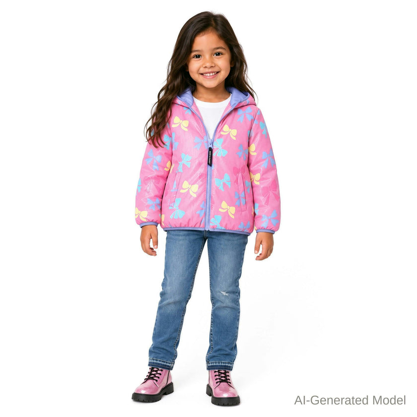 Reversible Color-Changing Puffer Jacket | Pink Bows