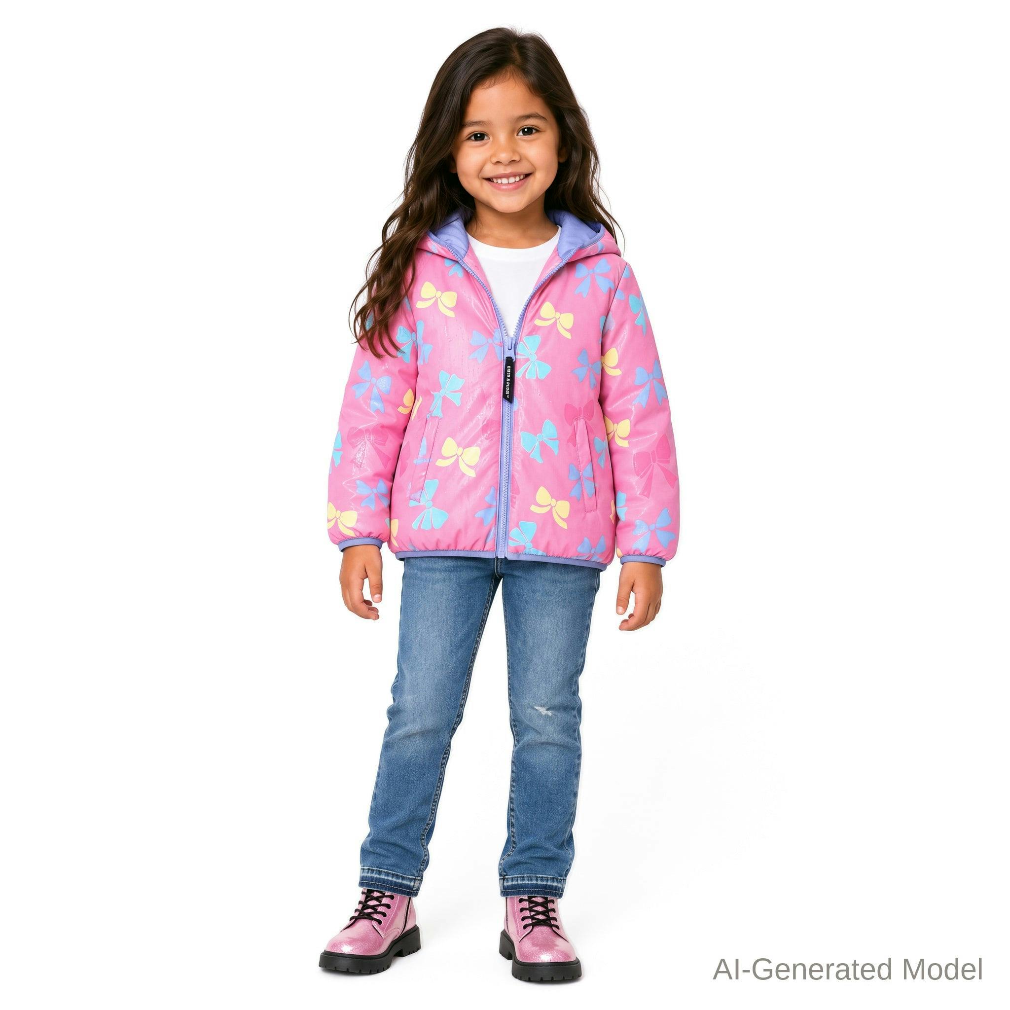 Reversible Color-Changing Puffer Jacket | Pink Bows
