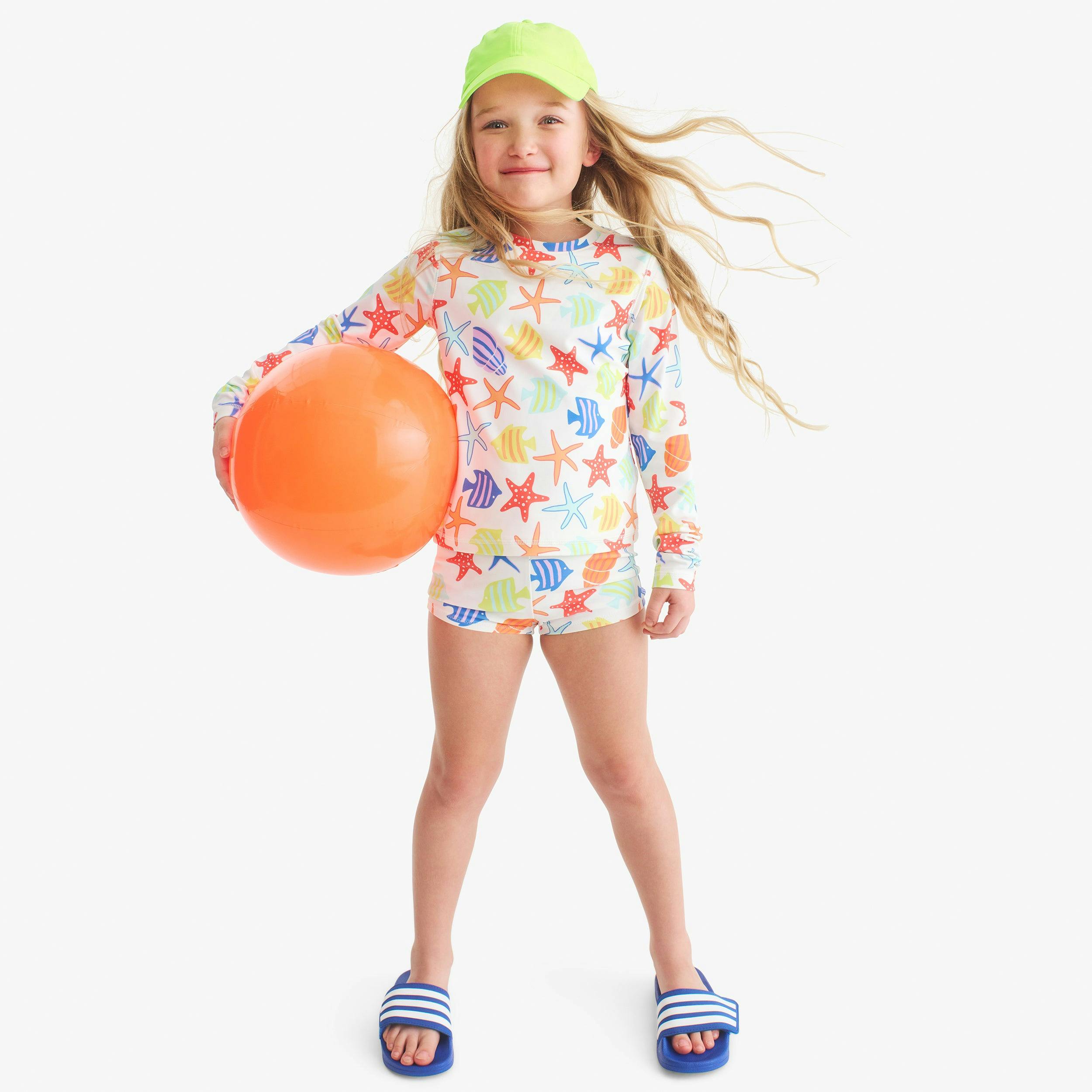 Kids long sleeve swim top in under the sea
