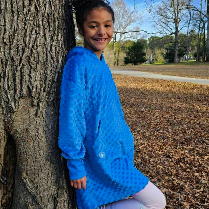 Minky Bubble Oversized Hoodie - Blue