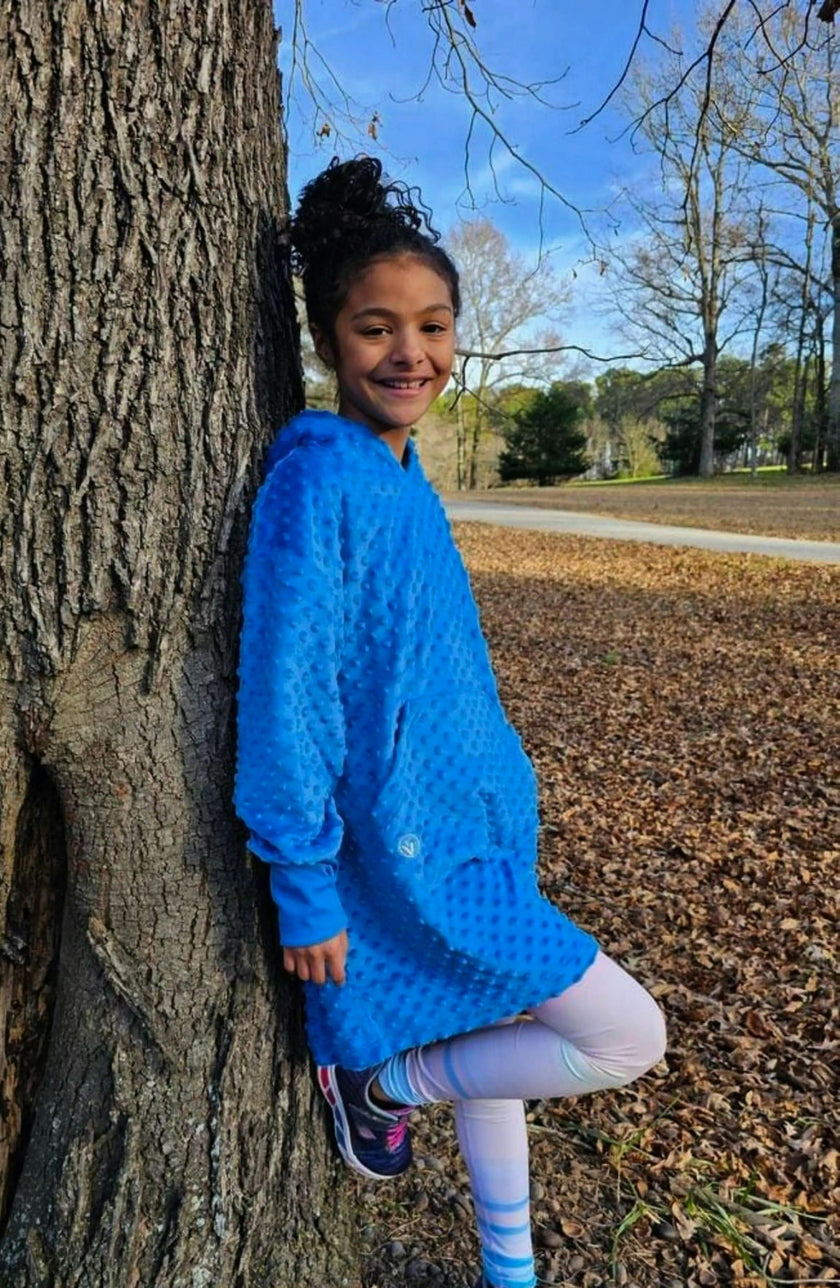 Minky Bubble Oversized Hoodie - Blue