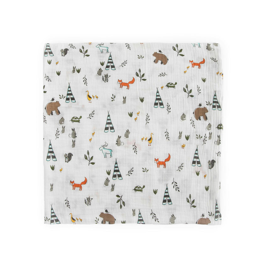 Cotton Muslin Swaddle Blanket - Forest Friends