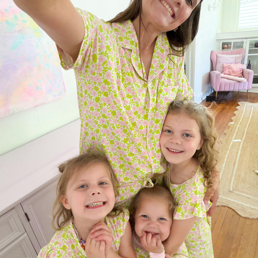 Pink and Green Floral Ruffle Romper