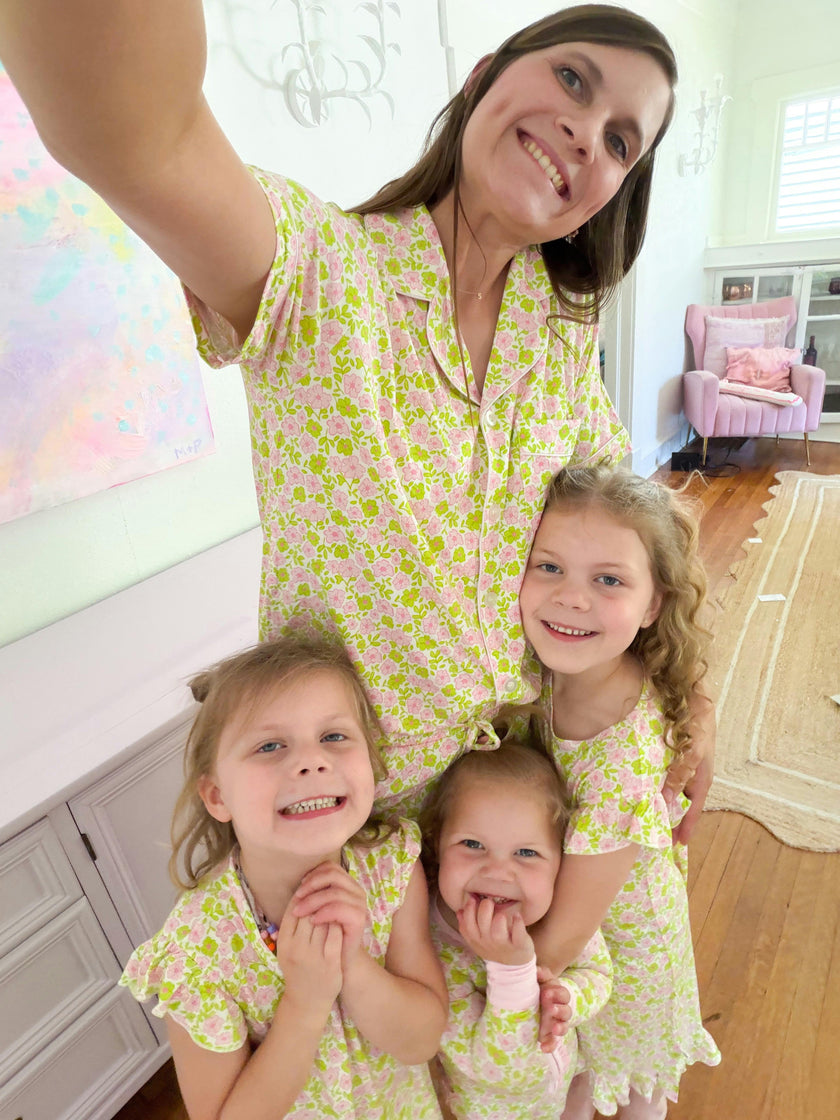 Pink and Green Floral Ruffle Romper