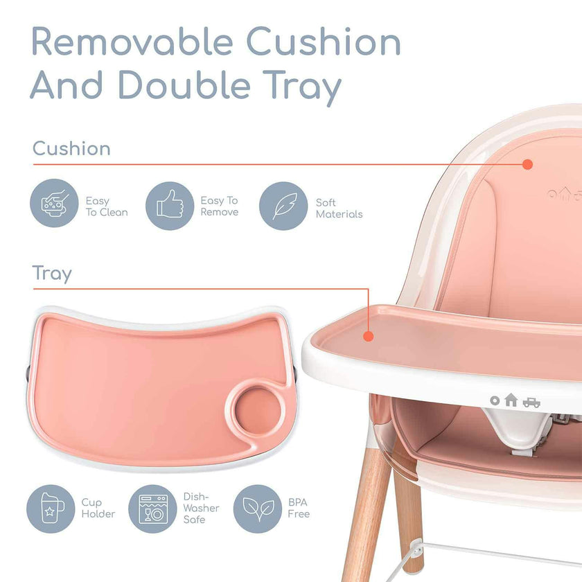 Children of Design 6 in 1 Classic High Chair with Cushion