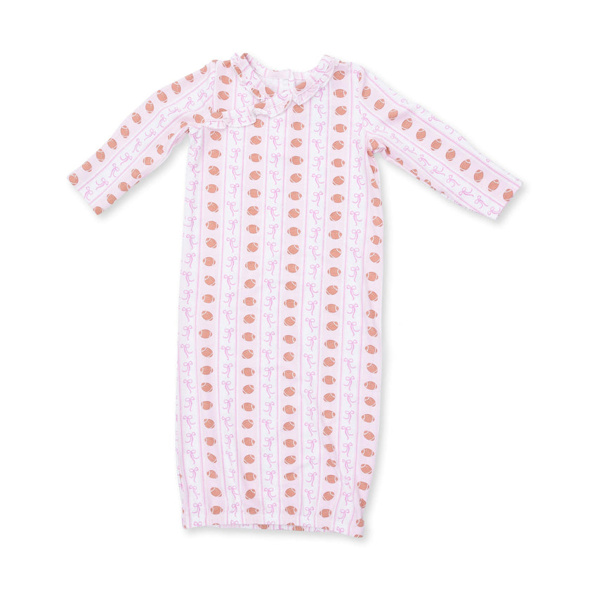 Football Bow Stripe - Kimono Gown and Headband