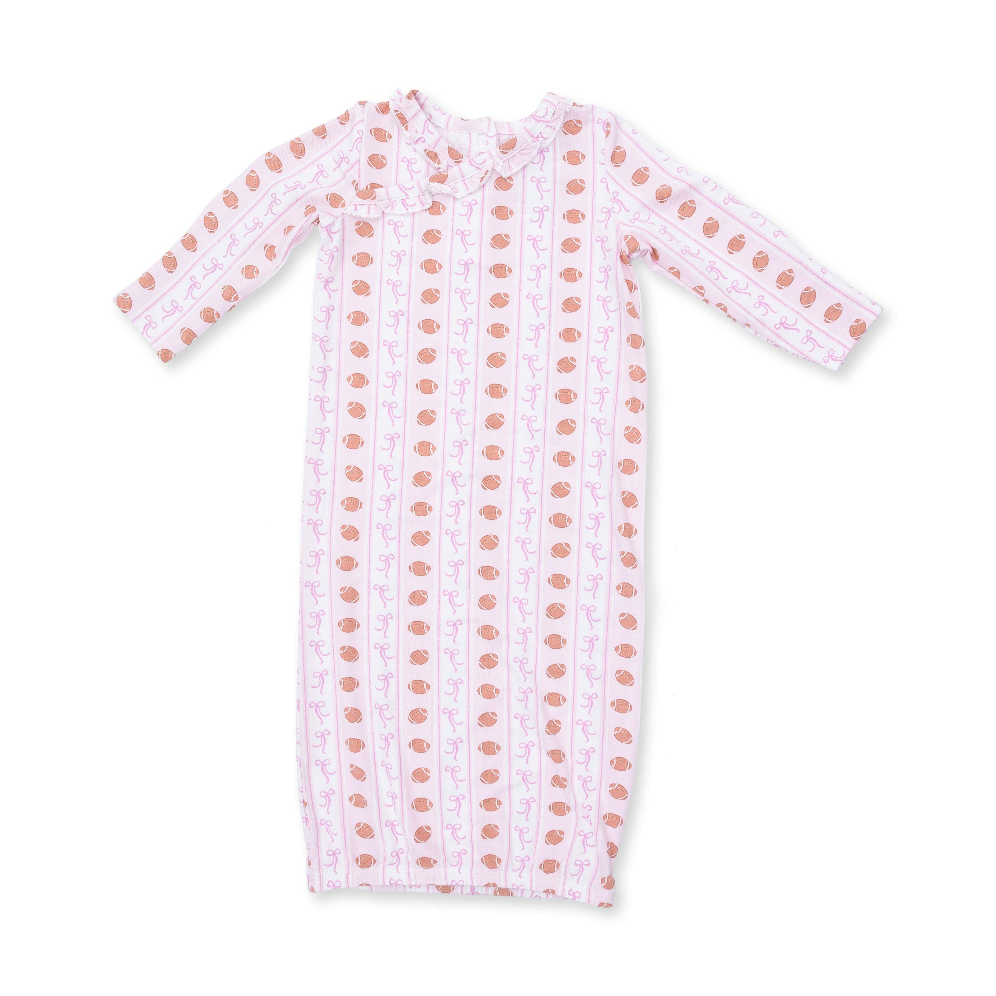 Football Bow Stripe - Kimono Gown and Headband