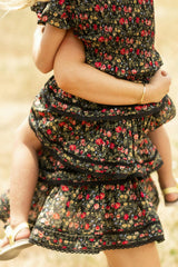 Mini Annalise Skirt in Obsidian Vintage Poppies