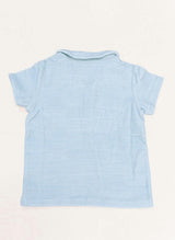 Dax French Terry Polo - Misty Blue Stripe