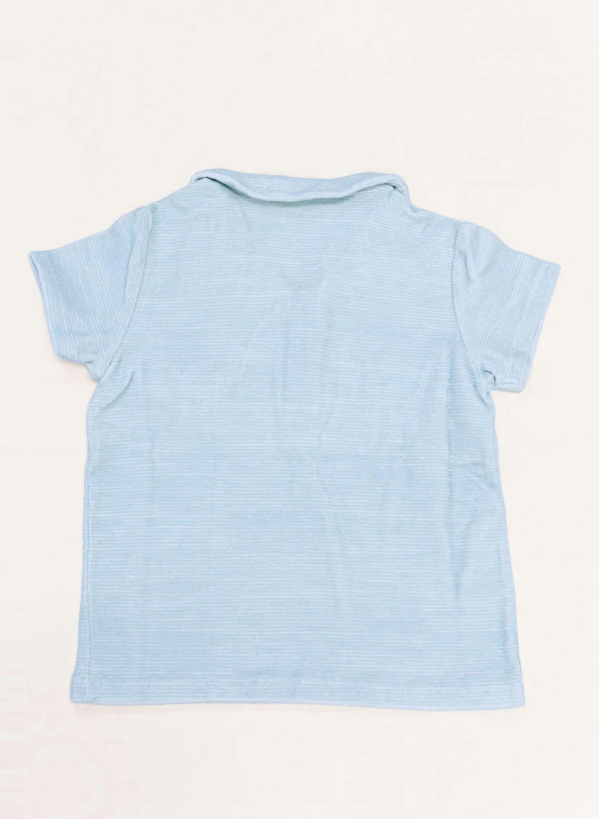 Dax French Terry Polo - Misty Blue Stripe