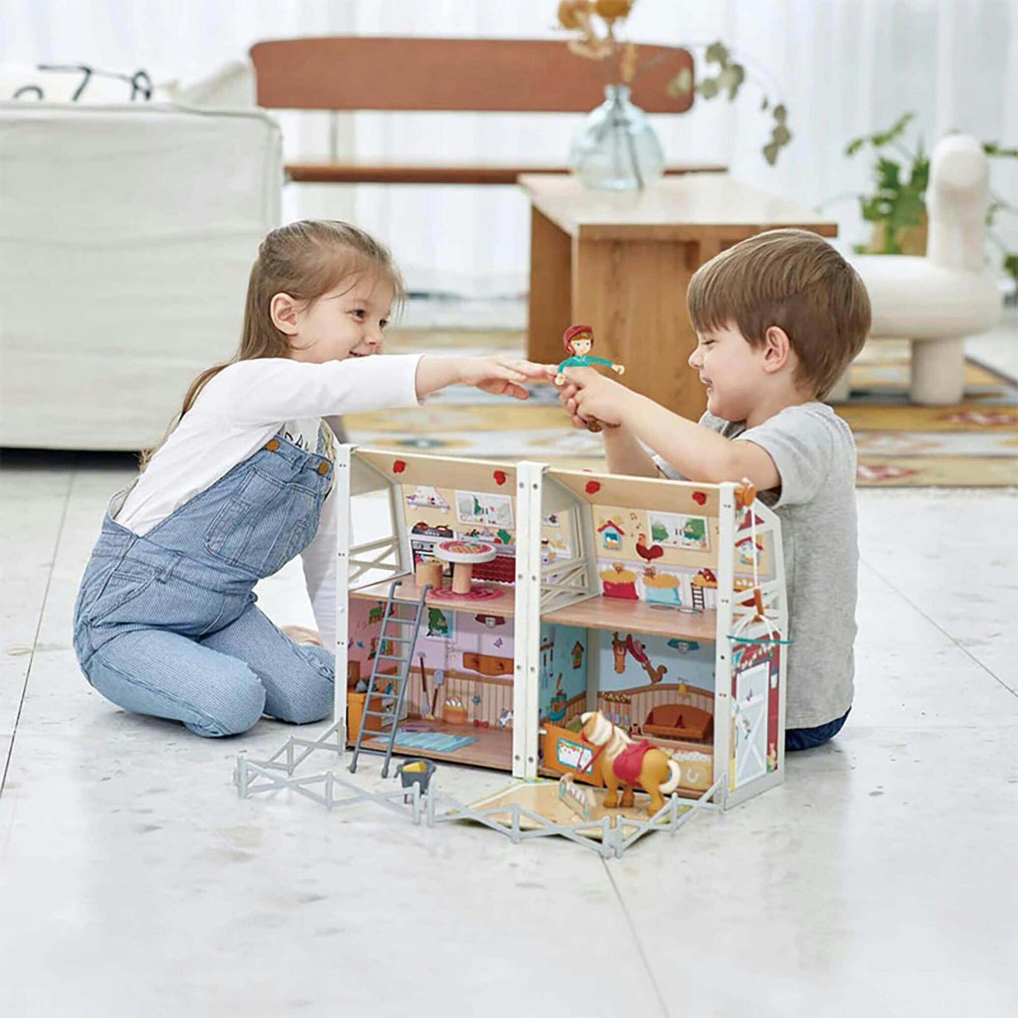 Hape: Club Ranch - Wooden 2 Level Barn Dollhouse