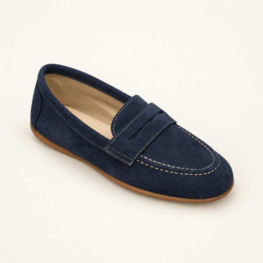 Suede Penny Loafer | Navy