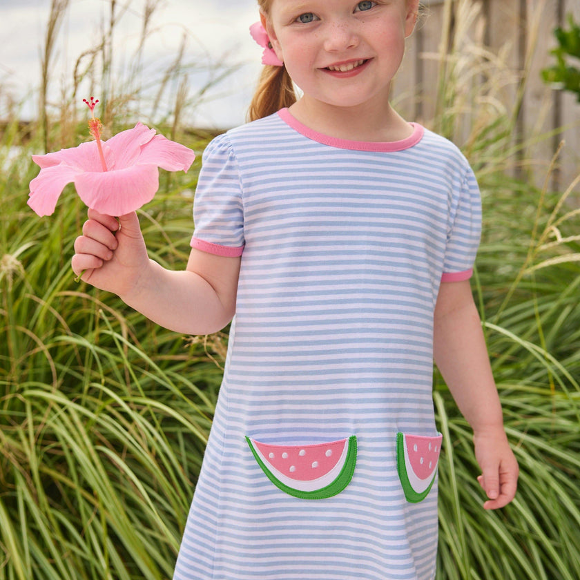 Applique Pocket T-Shirt Dress - Watermelon