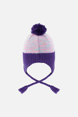 Winter Peruvian Knit Hat With Pompom Multicolored