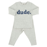 Denim "dude" Ribbed Applique L/S 2pc Set
