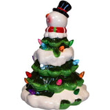 9-Inch Battery Operated Ceramic Light-Up Snowman Tree