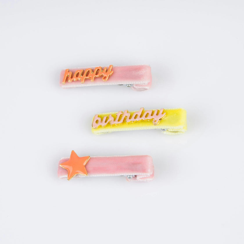 Happy Birthday Enamel Hair Clips