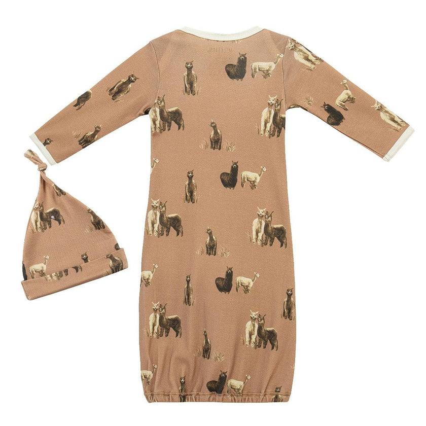 Organic Cotton Newborn Gown & Hat Set