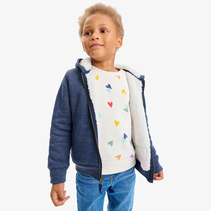 Kids teddy fleece-lined zip hoodie