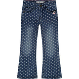 Heart Print Flared Denim Pants