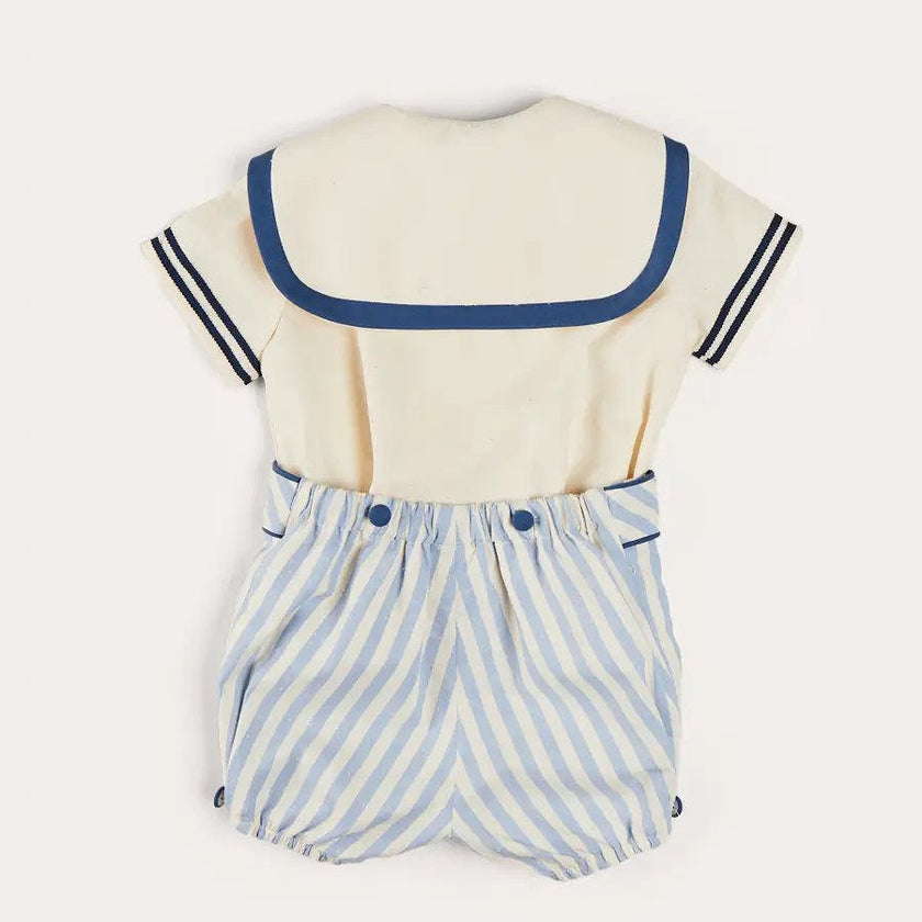 Regency Stripe Mariner Collar Two Piece Set With Bloomers in Blue (6mths-4yrs)