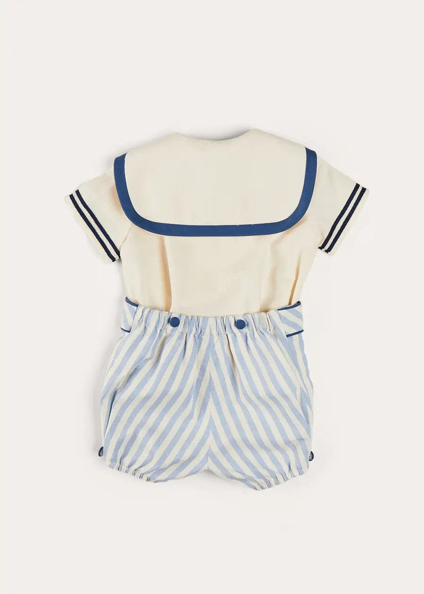 Regency Stripe Mariner Collar Two Piece Set With Bloomers in Blue (6mths-4yrs)
