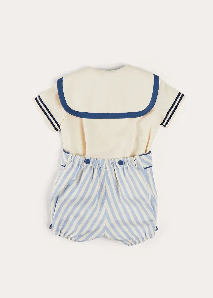 Regency Stripe Mariner Collar Two Piece Set With Bloomers in Blue (6mths-4yrs)