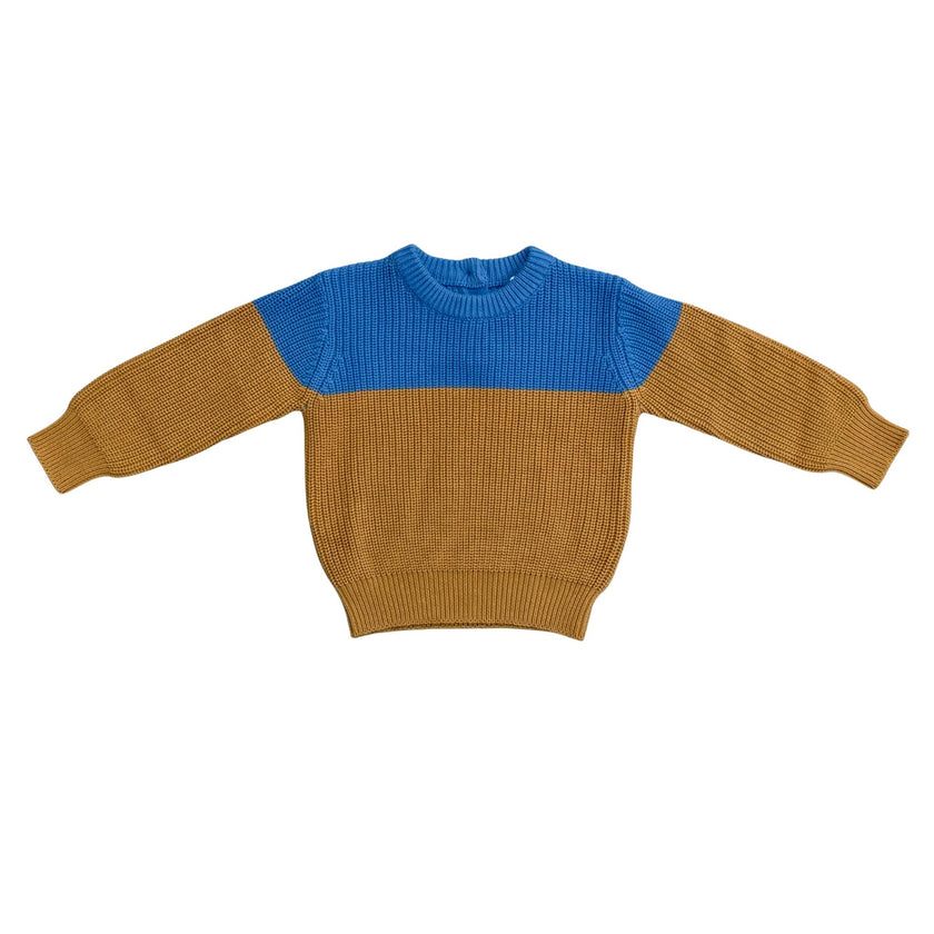 Colorblock Knit Sweater in Camel