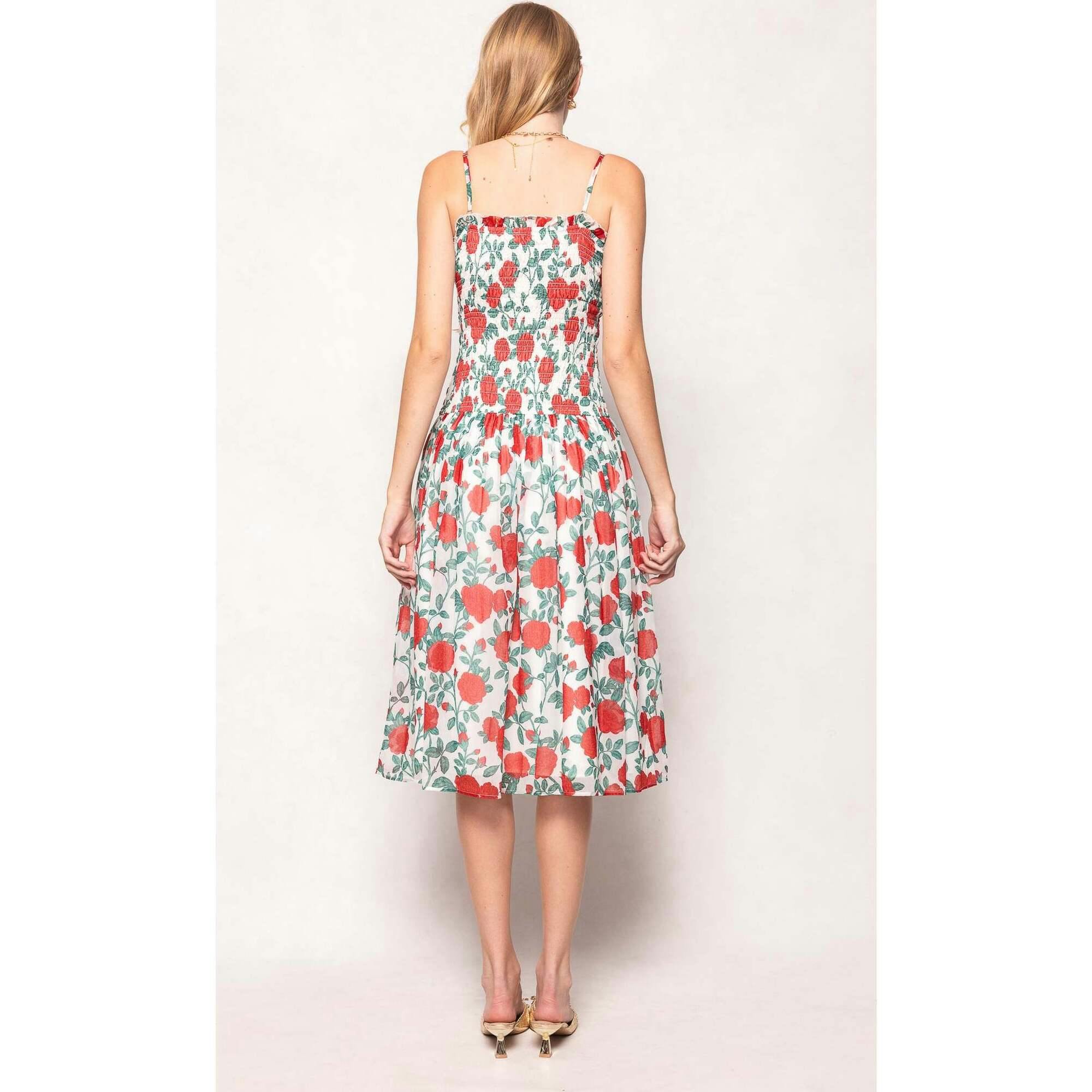 Kimberly Dress in Red Roses