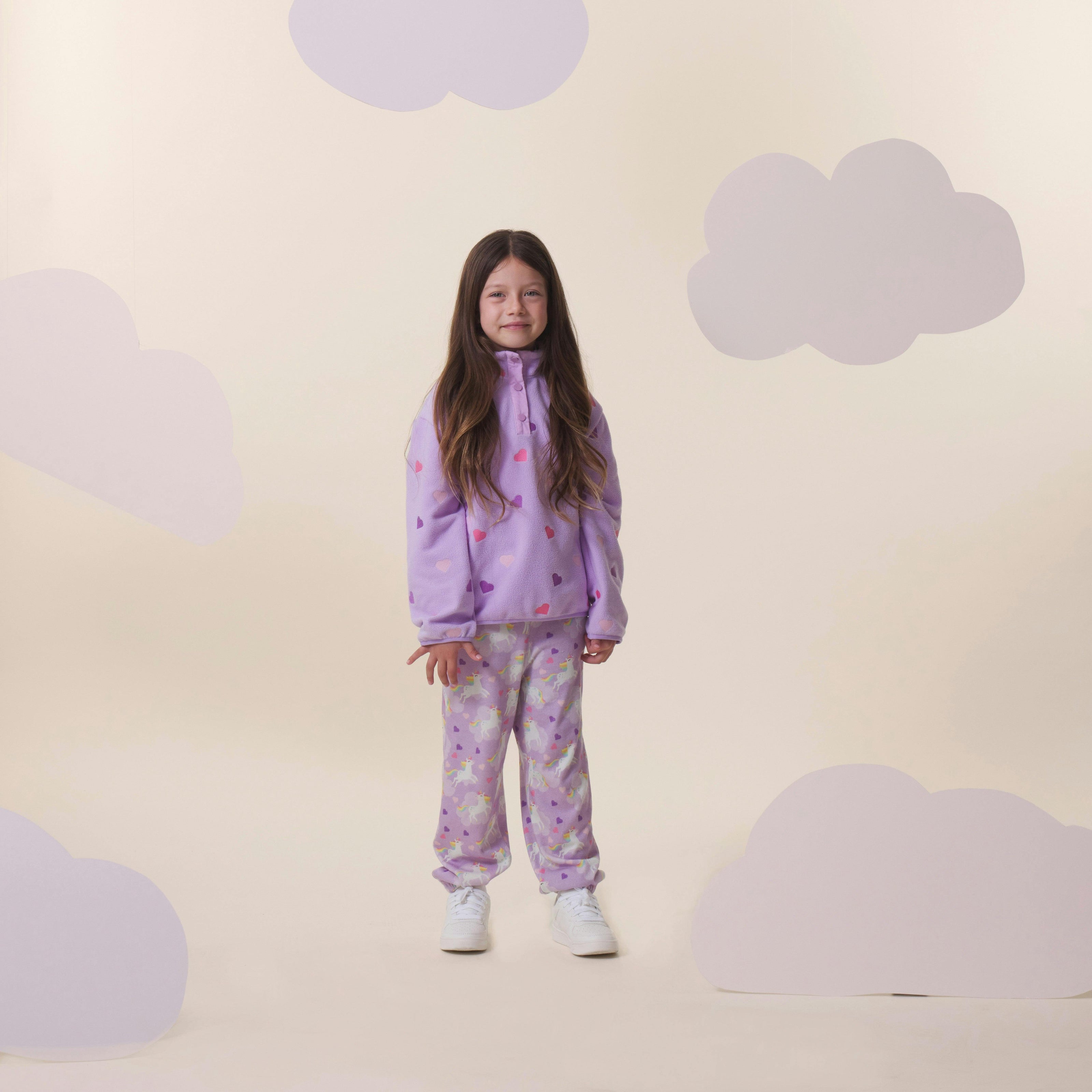 Embroidered Pull Over Polar Fleece, Purple Heart