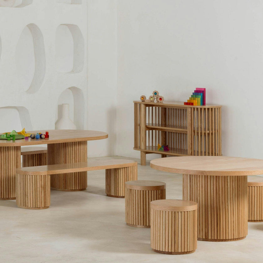 Fluted Oval Kids Table – Solid European Oak Activity Table