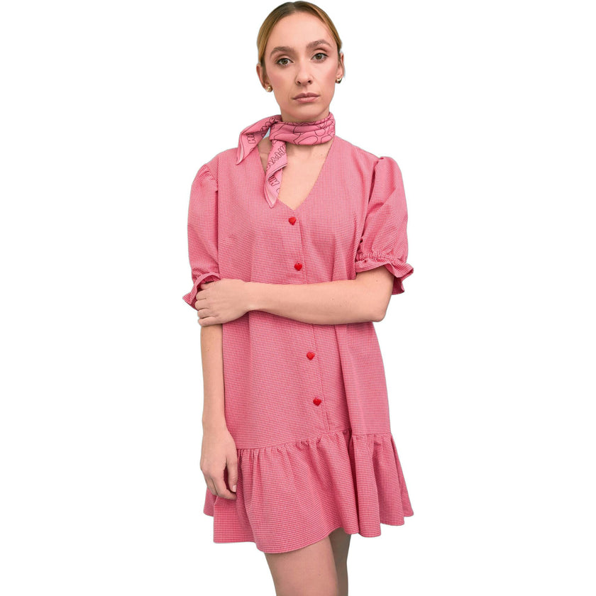 women's vichy frilled dress - wild berry