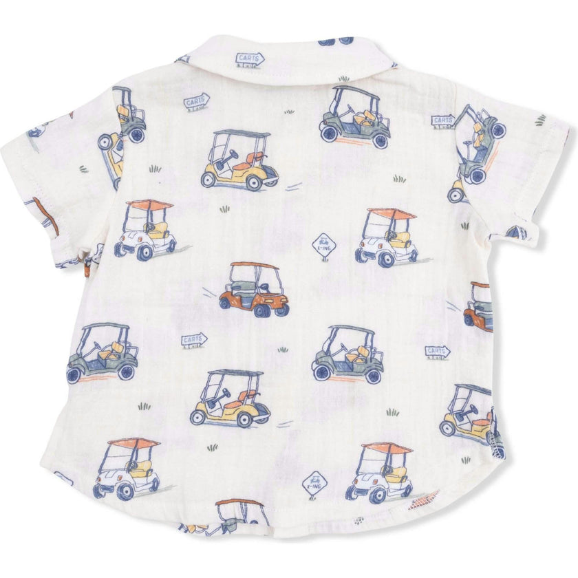 Zooming Golf Carts - Polo Button Up with Casual Short