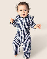 Baby's Twill Classic Romper in Navy Gingham