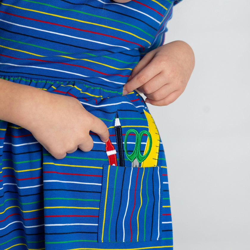 Stripe Knit Dress With School Supplies