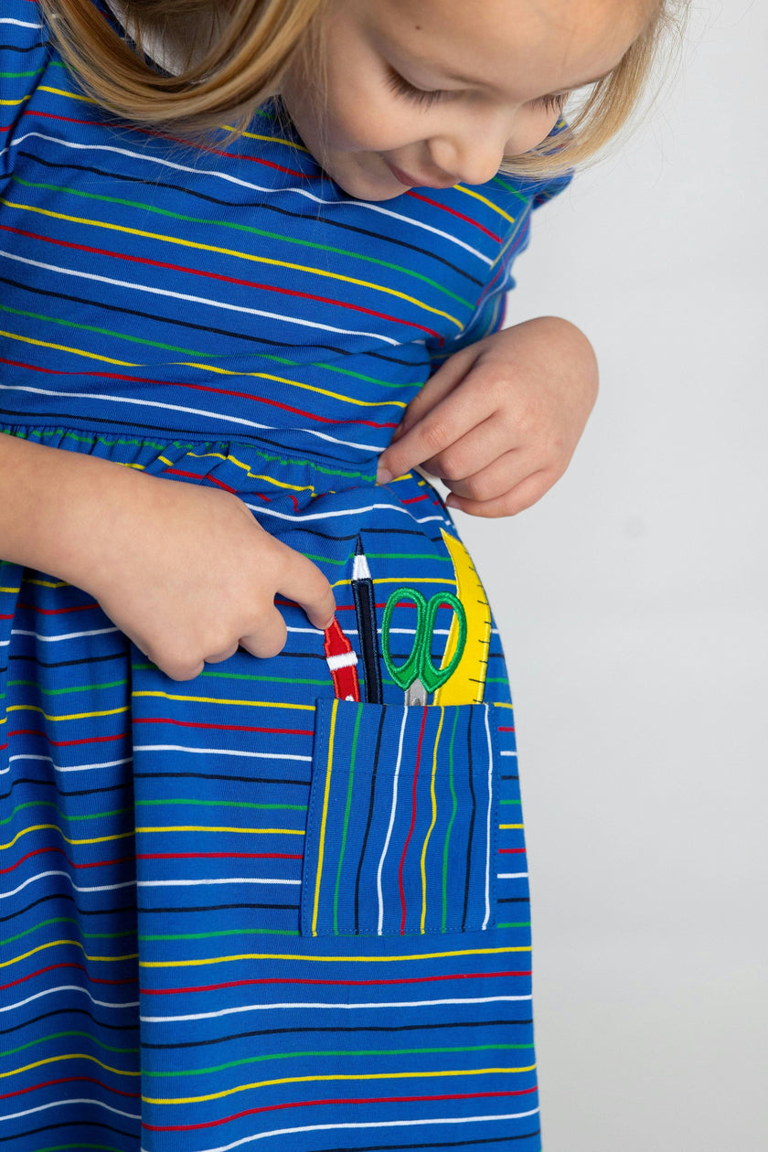 Stripe Knit Dress With School Supplies